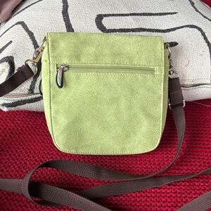 Travelon lime green Suede Exterior Crossbody Bag purse adjustable strap